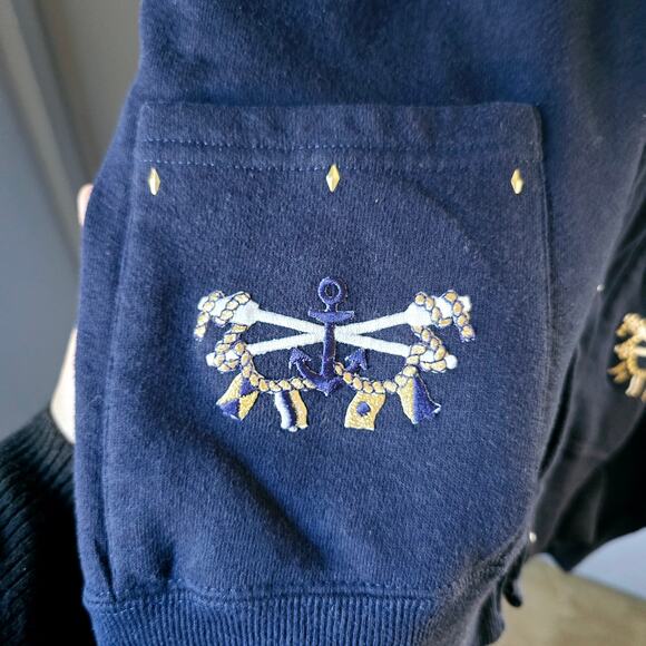 Jerzees Vintage Nautical Oversize Cardigan  size XL Old Money Embellished - Picture 8 of 10